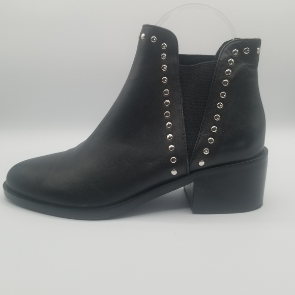 Steve Madden Shoes - STEVE MADDEN CADE Black Leather Studded Pull On Bootie
